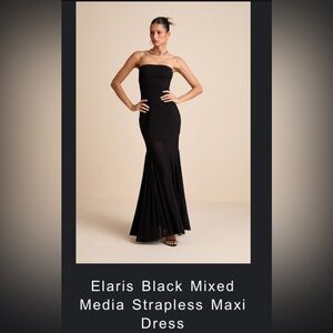 New with Tags- Lulus Elegant Black Strapless Evening Gown